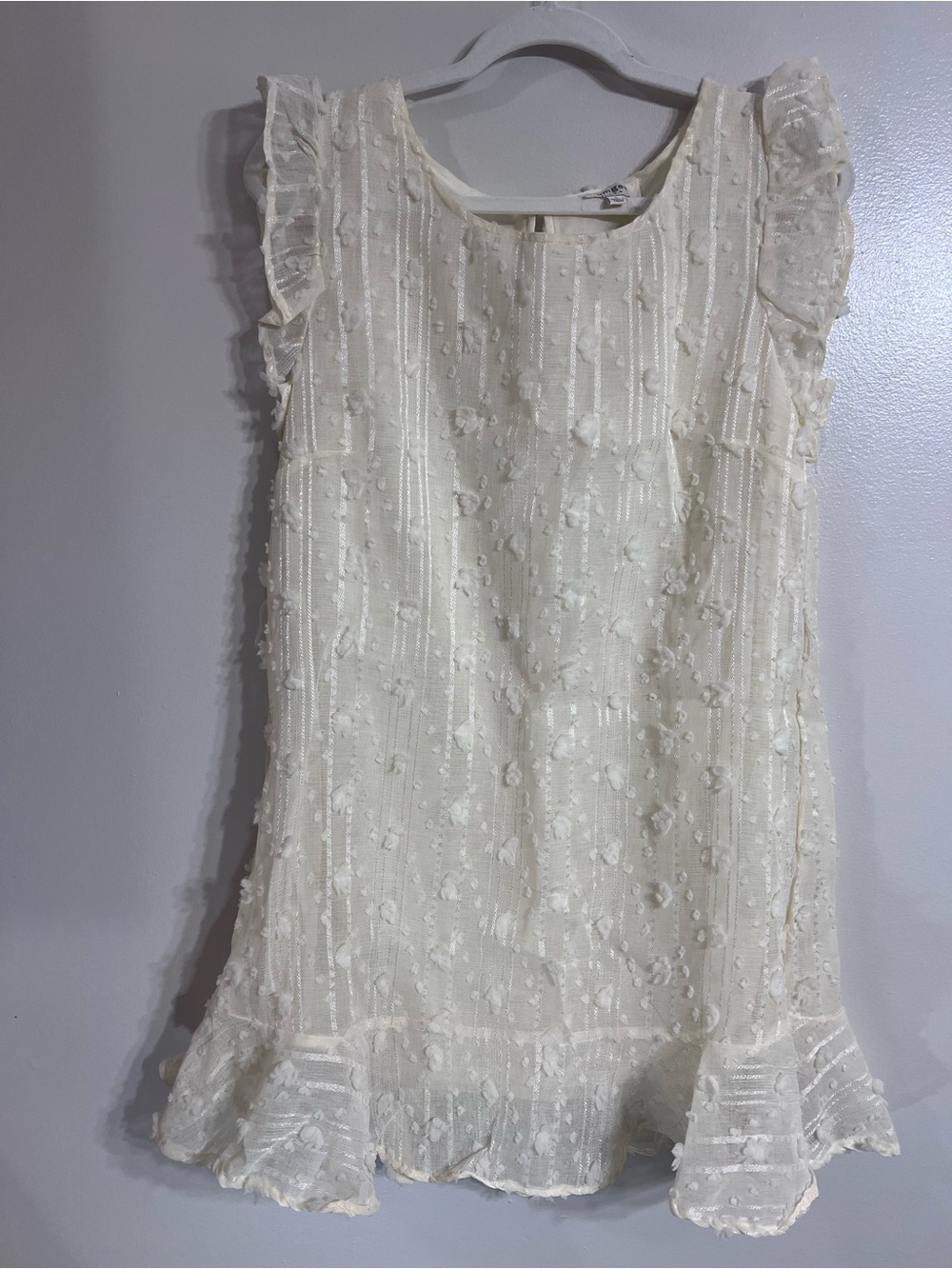 Umgee Cream Sleeveless Shift Dress with Ruffle Trim